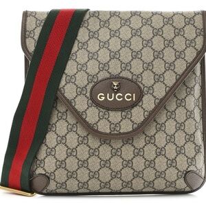 GG Supreme Monogram Web Medium Neo Vintage Flap Messenger Bag Beige New Acero